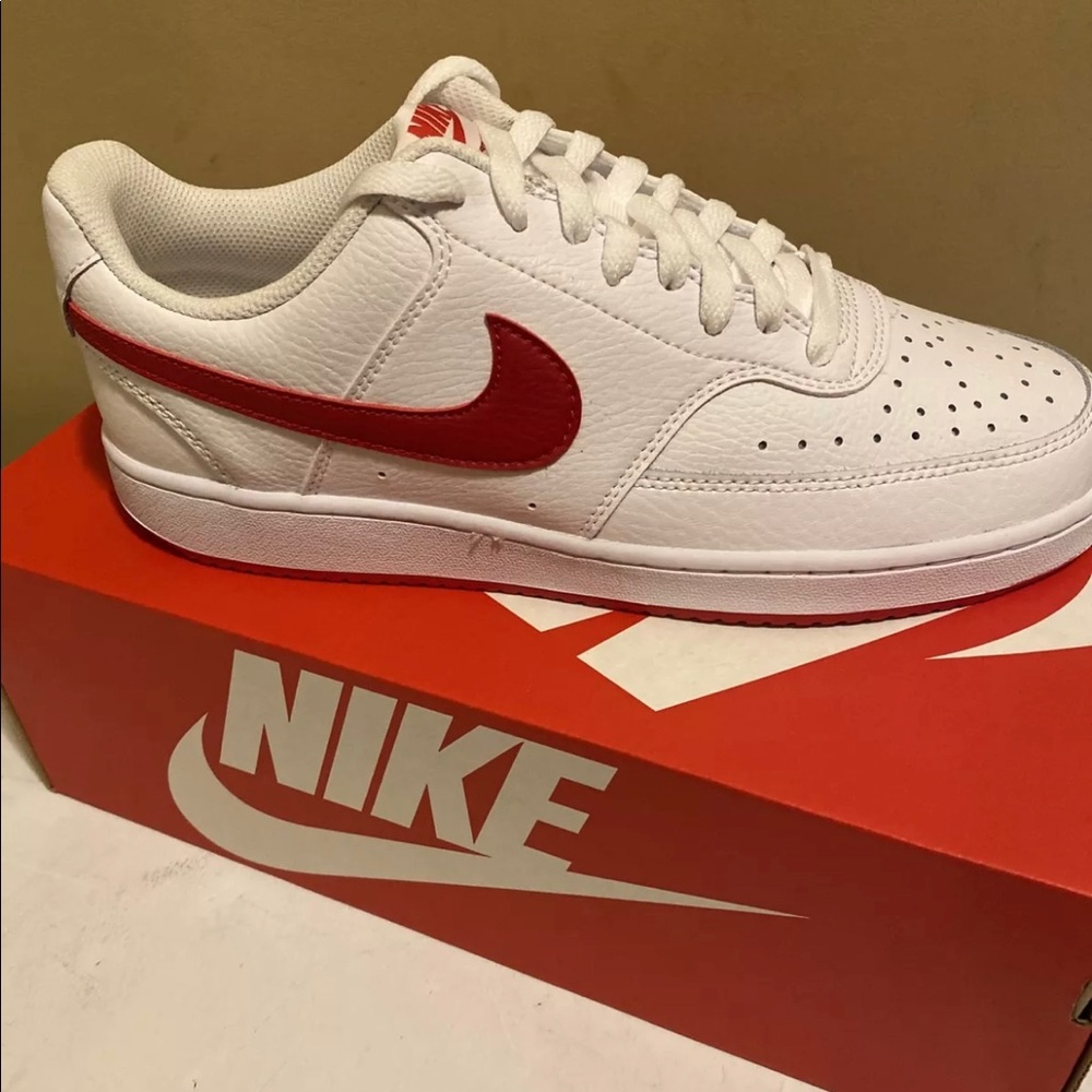 Nike court vision low white and red